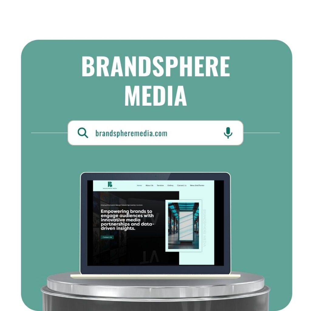 Brandsphere Media services section showcasing sponsorship solutions and media strategy website design