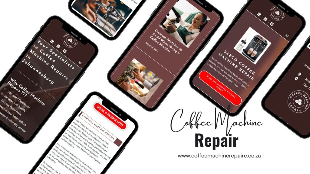 Coffee Machine Repair website contact and booking section designed for fast customer enquiries