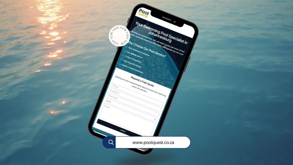 Pool Quest website contact and booking section designed to convert service enquiries