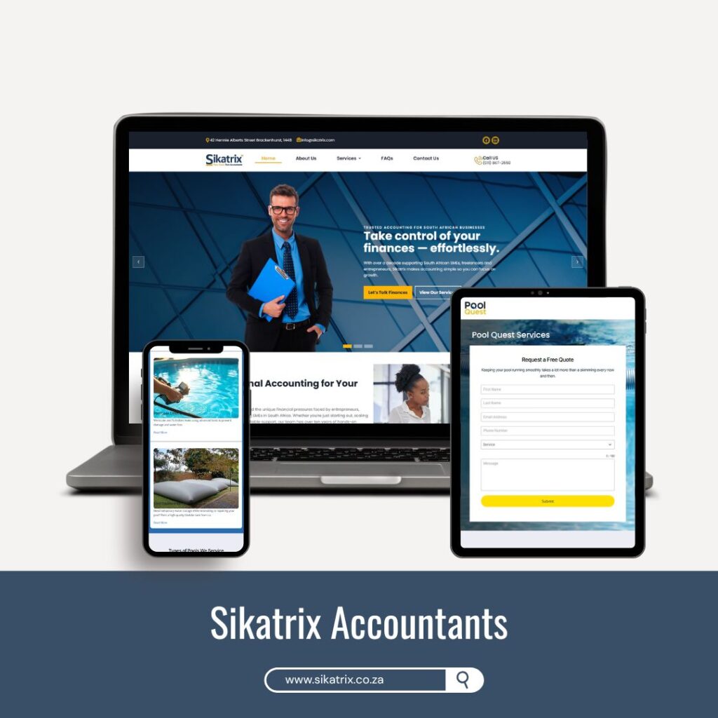 Sikatrix accounting website redesign showing responsive desktop and mobile layout